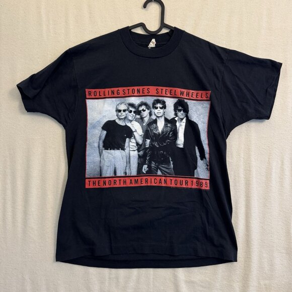 Vintage The Rolling Stones Steel Wheels North American Tour T-Shirt 1989 Size L - Picture 1 of 7